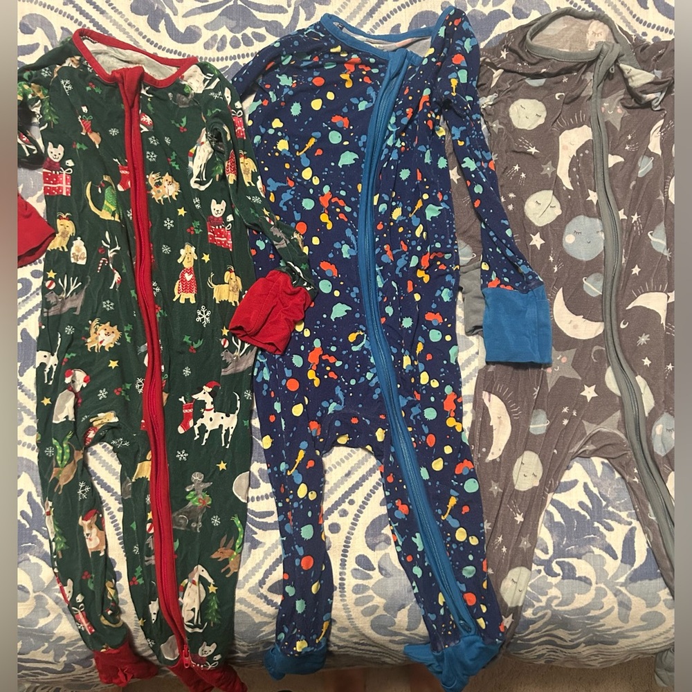 Lot of 3 Little Sleepies Pajamas / Zippies, size 12-18 months